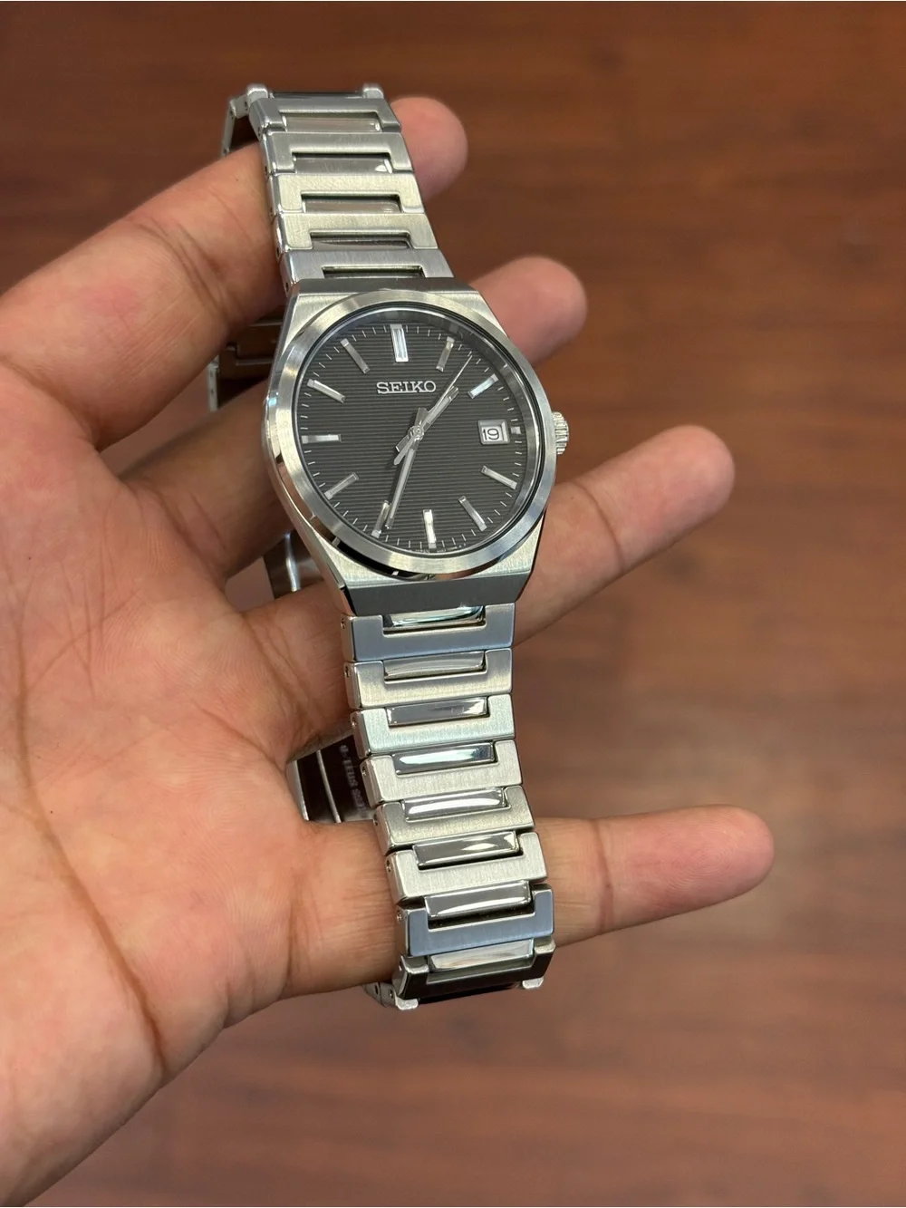 Seiko Silver and Black Stainless Steel  Men's Essentials  39mm Watch